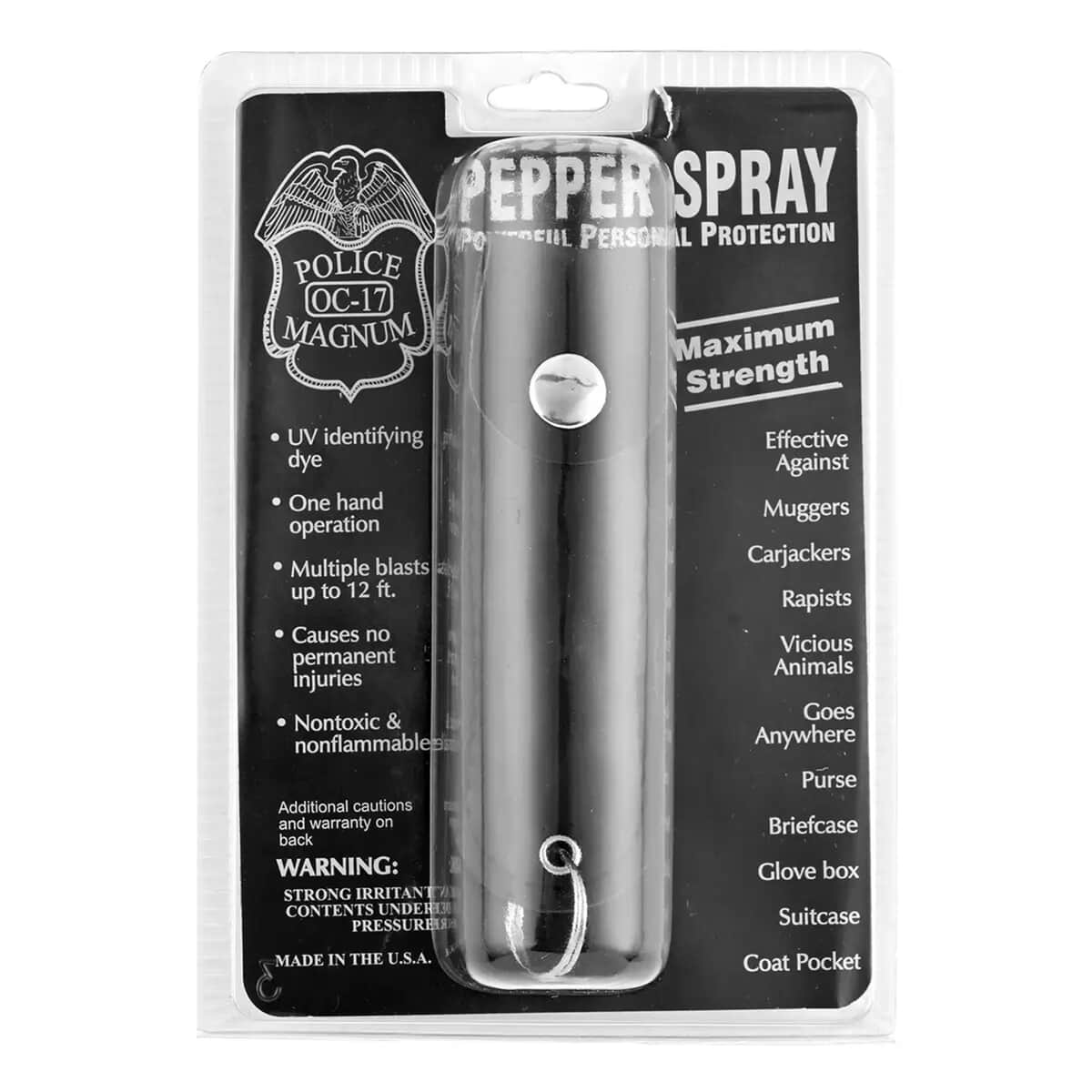Police Magnum Pepper Spray with Faux Leather Holder and Key Ring 0.50 oz -Black image number 7