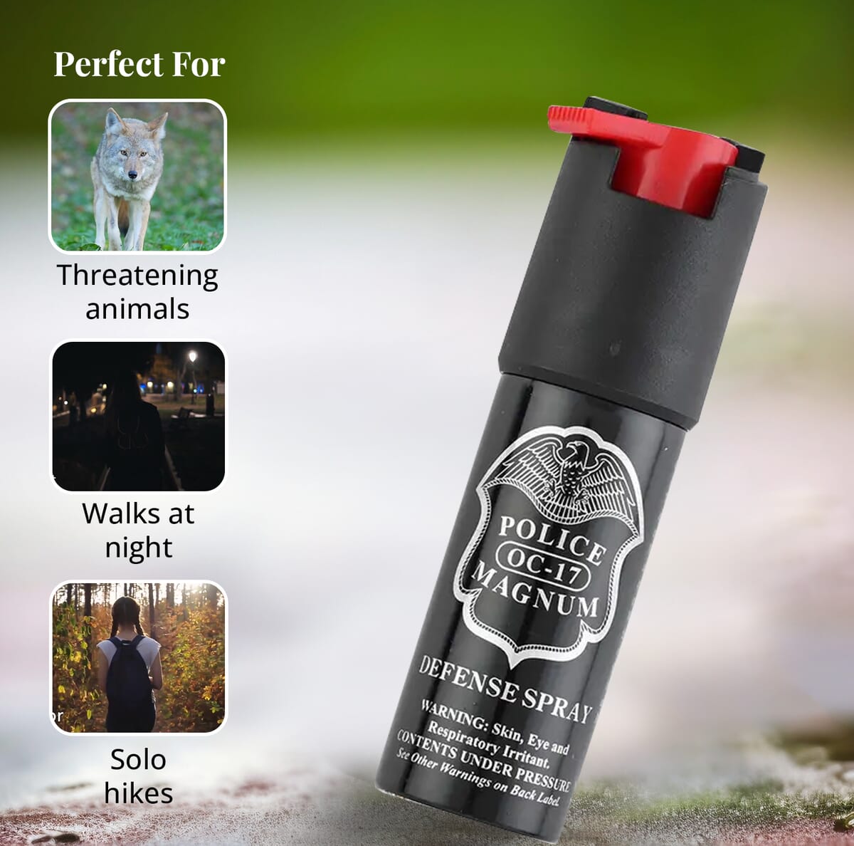 Closeout Police Magnum Pepper Spray with Faux Leather Holder and Key Ring 0.50 oz -Red image number 5