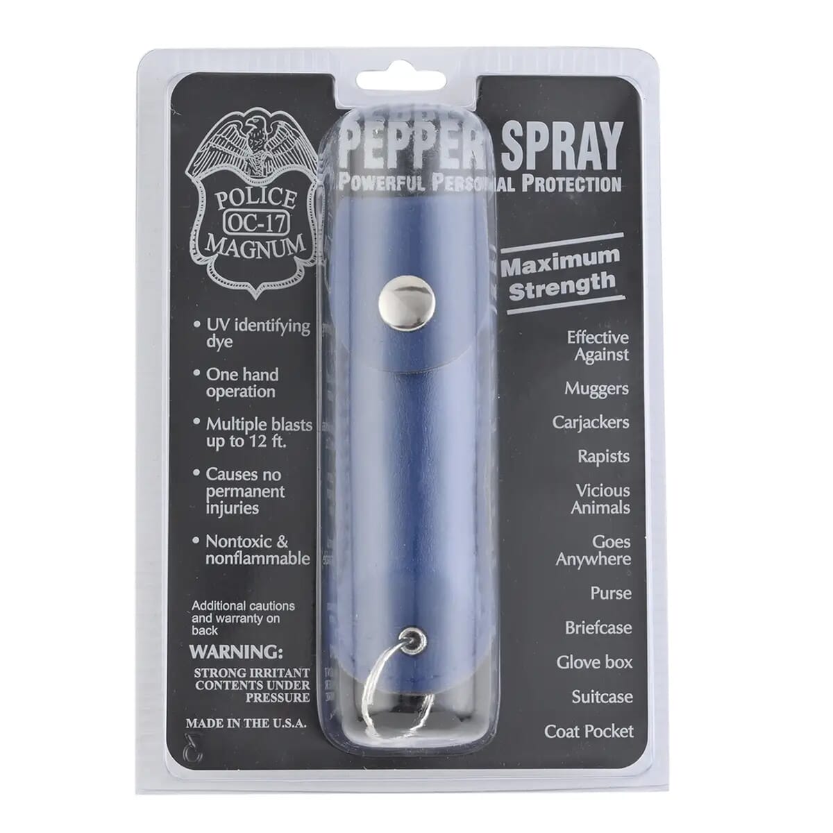 Closeout Police Magnum Pepper Spray with Faux Leather Holder and Key Ring 0.50 oz -Purple image number 7