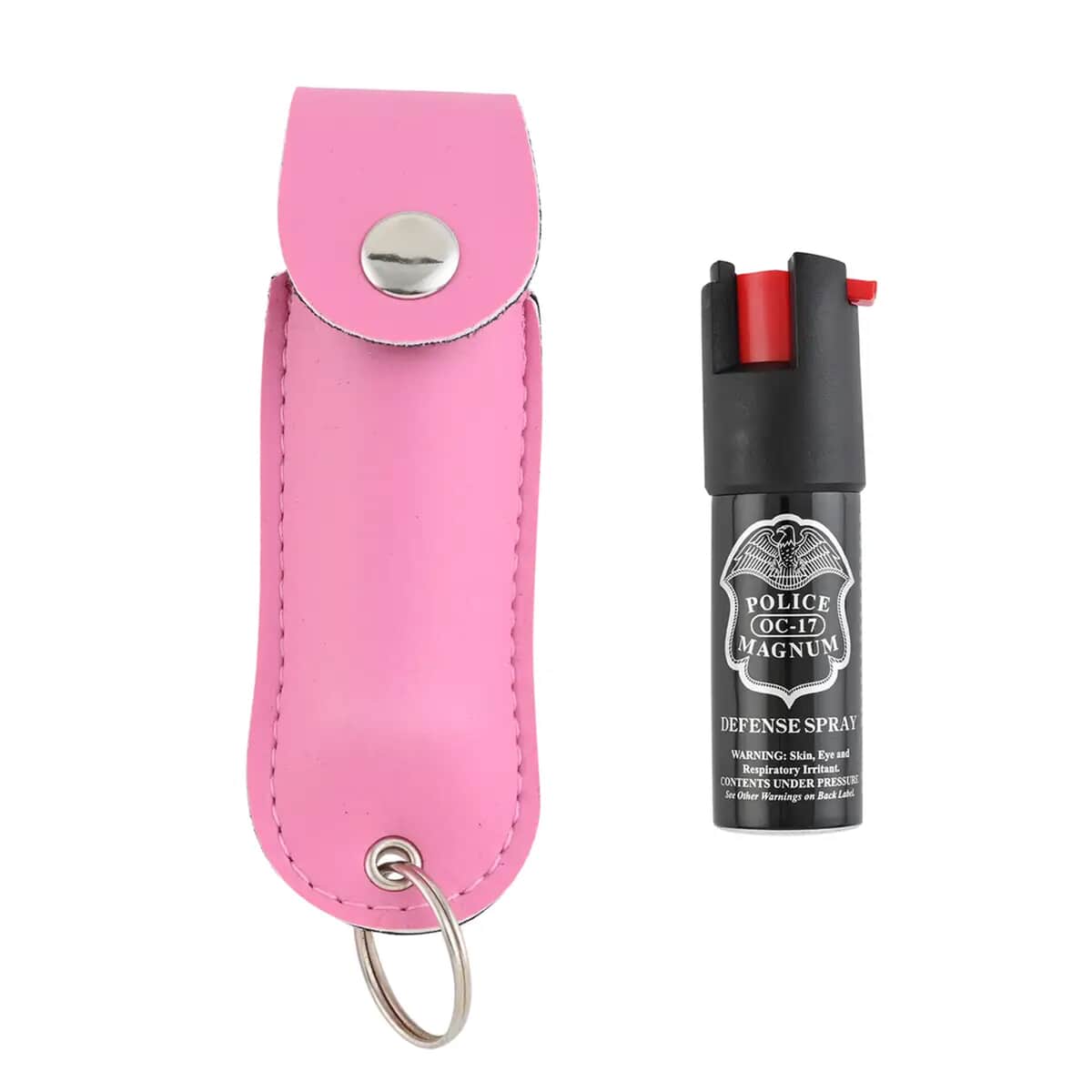 Police Magnum Pepper Spray with Leather Holder and Key Ring 0.50 oz -Pink image number 0