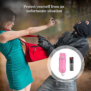Closeout Police Magnum Pepper Spray with Faux Leather Holder and Key Ring 0.50 oz -Pink