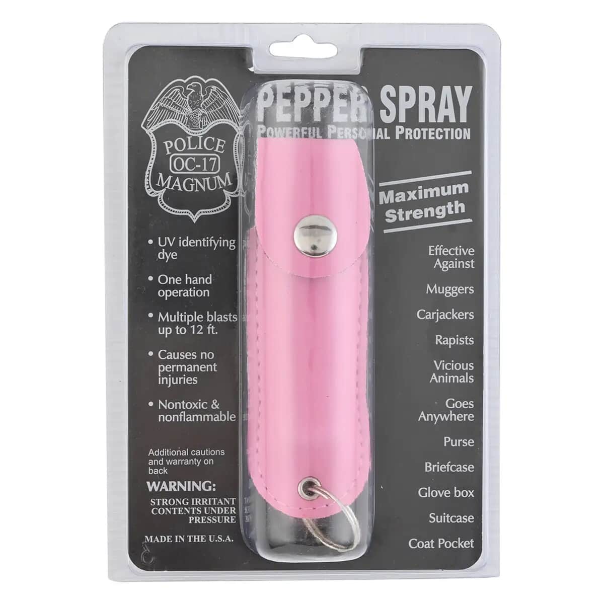 Police Magnum Pepper Spray with Faux Leather Holder and Key Ring 0.50 oz -Pink image number 7