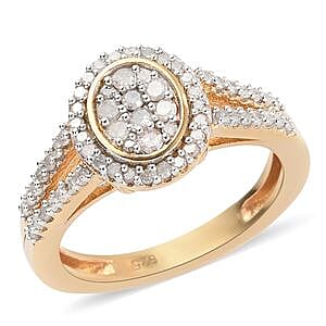 White Diamond 0.52 ctw Cluster Ring in 14K YG OverSterling Silver (Size 10)