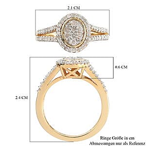 White Diamond 0.52 ctw Cluster Ring in 14K YG OverSterling Silver (Size 10)