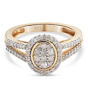 Diamond Cluster Ring in  in 14K YG Over Sterling Silver (Size 11.5) 0.49 ctw