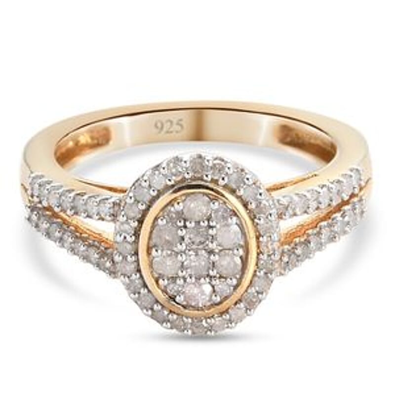 Diamond Cluster Ring in  in 14K YG Over Sterling Silver (Size 11.5) 0.49 ctw