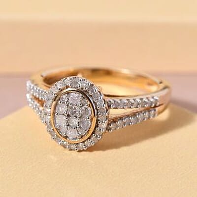 Diamond Cluster Ring in  in 14K YG Over Sterling Silver (Size 11.5) 0.49 ctw
