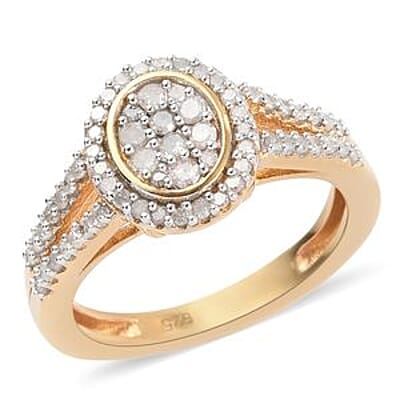 Diamond Cluster Ring in  in 14K YG Over Sterling Silver (Size 11.5) 0.49 ctw