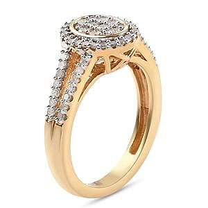 Diamond Cluster Ring in  in 14K YG Over Sterling Silver (Size 11.5) 0.49 ctw