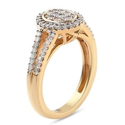 Diamond Cluster Ring in  in 14K YG Over Sterling Silver (Size 11.5) 0.49 ctw