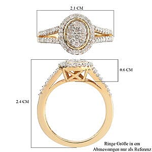 Diamond Cluster Ring in  in 14K YG Over Sterling Silver (Size 11.5) 0.49 ctw