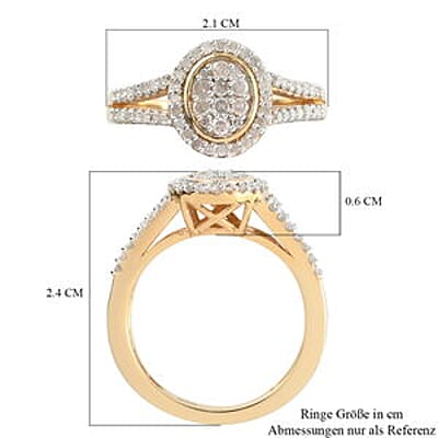 Diamond Cluster Ring in  in 14K YG Over Sterling Silver (Size 11.5) 0.49 ctw