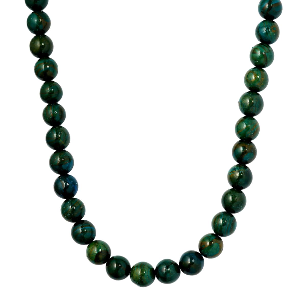 Blue Wooden Jasper Beaded Necklace 18 Inches in Rhodium Over Sterling Silver 328.25 ctw image number 0