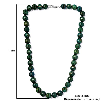 Blue Wooden Jasper Beaded Necklace 18 Inches in Rhodium Over Sterling Silver 328.25 ctw