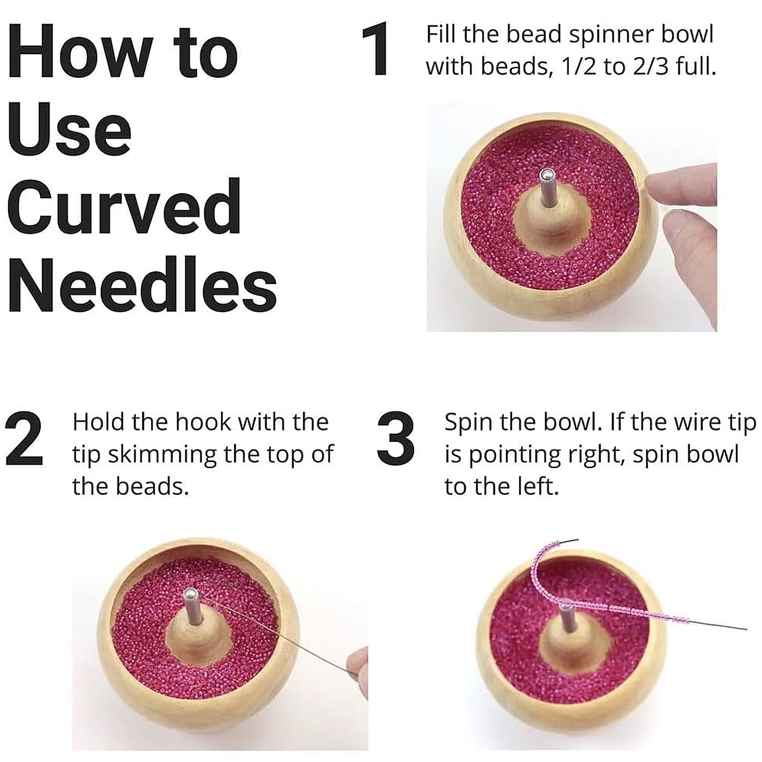 Set of 10 Stainless Steel Needles for Bead Spinner