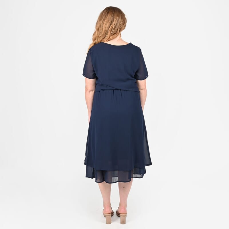 Tamsy Navy 2-piece Chiffon Skirt Set - L