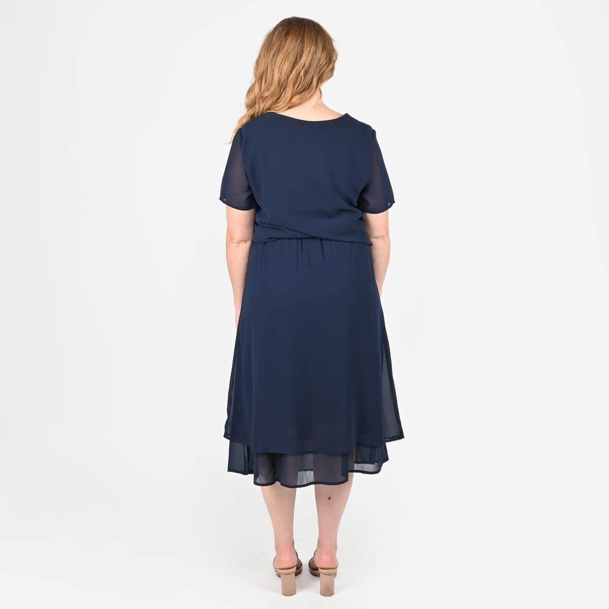 Tamsy Navy 2-piece Chiffon Skirt Set - L image number 1
