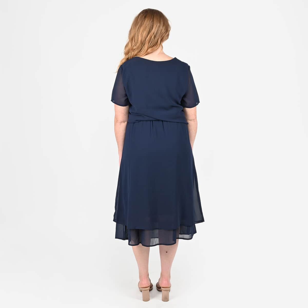 Tamsy Navy 2-piece Chiffon Skirt Set - S image number 1