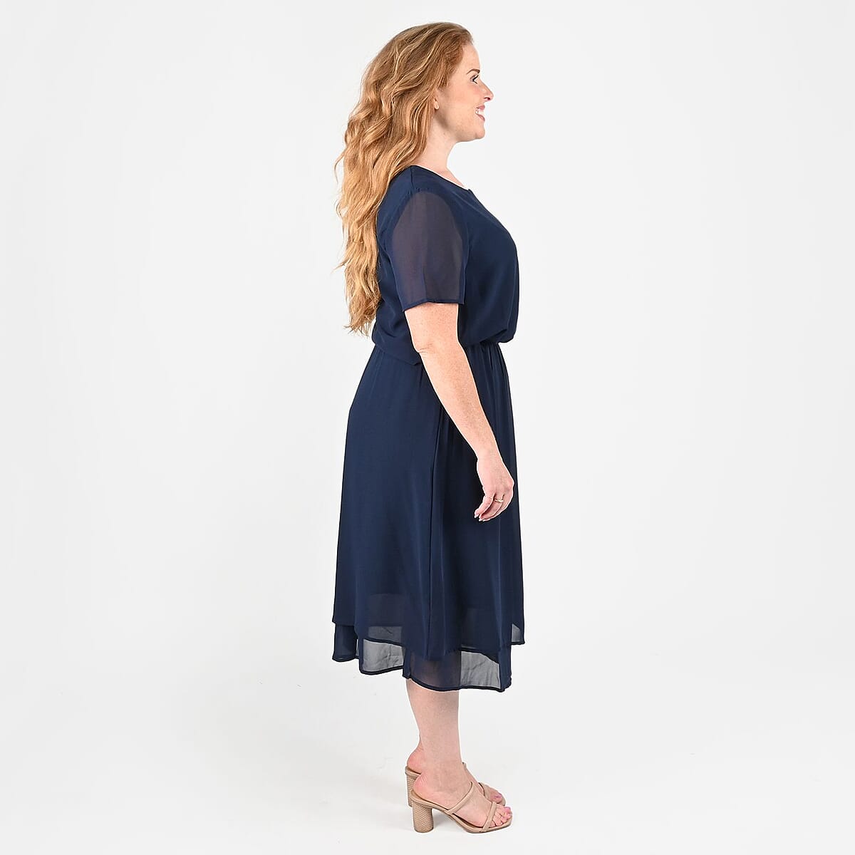 Tamsy Navy 2-piece Chiffon Skirt Set - 2X image number 2