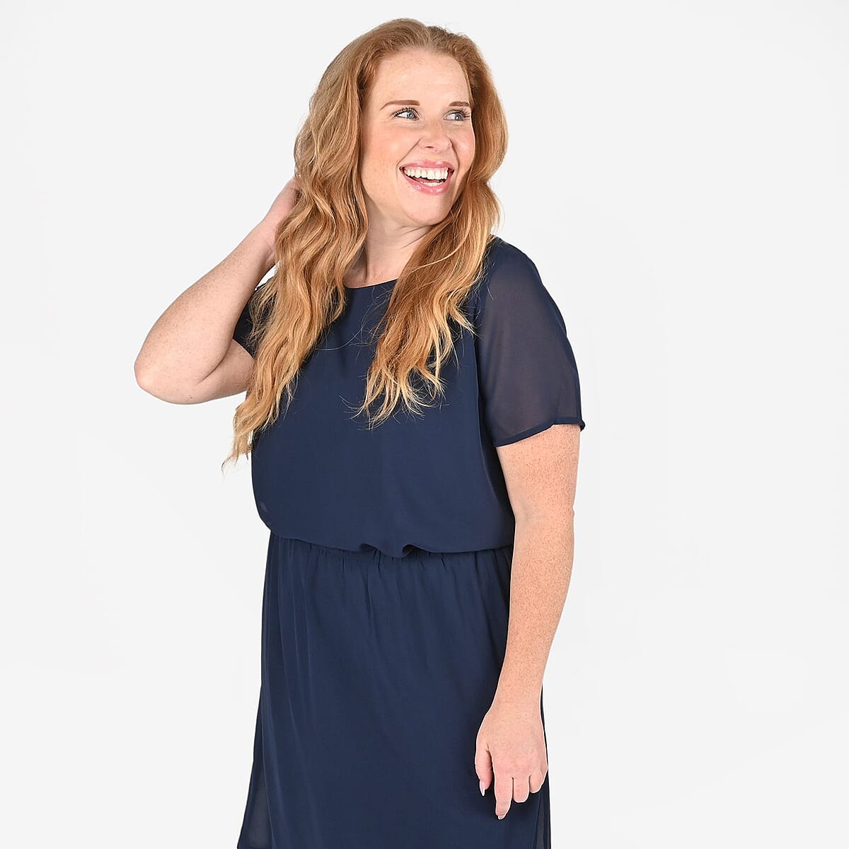 Tamsy Navy 2-piece Chiffon Skirt Set - 2X image number 3