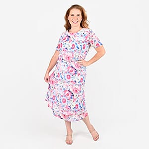 Tamsy Pink Floral 2-piece Chiffon Skirt Set - S