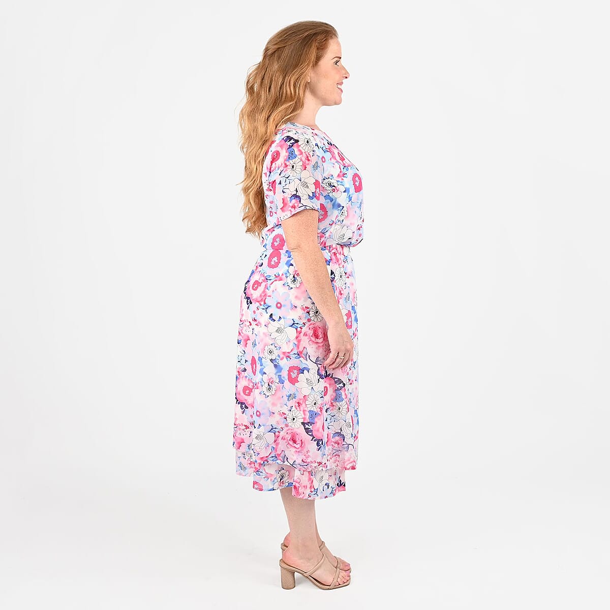 Tamsy Pink Floral 2-piece Chiffon Skirt Set - S image number 2