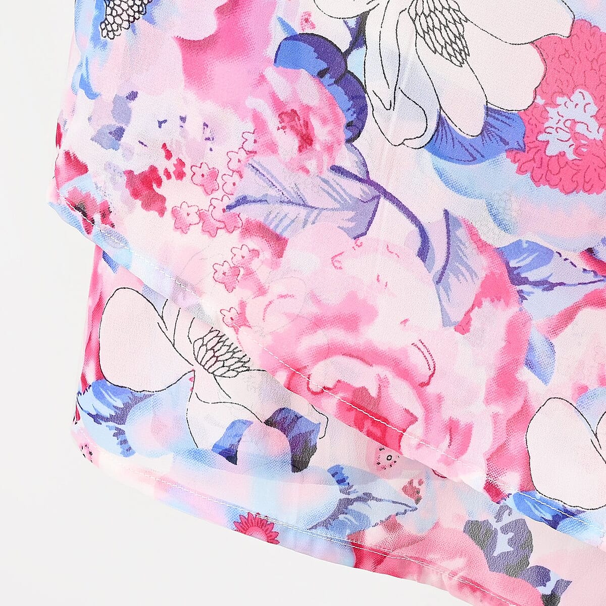 Tamsy Pink Floral 2-piece Chiffon Skirt Set - S image number 4