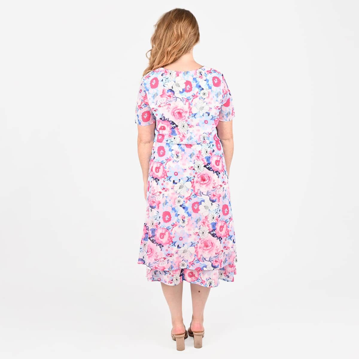 Tamsy Pink Floral 2-piece Chiffon Skirt Set - 1X image number 1