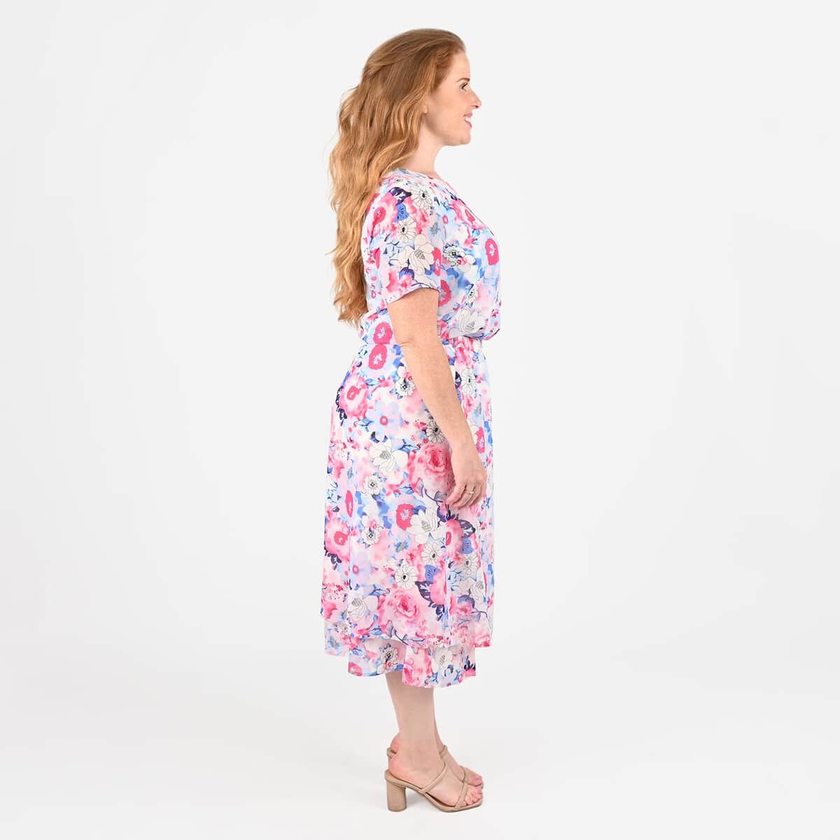 Tamsy Pink Floral 2-piece Chiffon Skirt Set - 1X image number 2