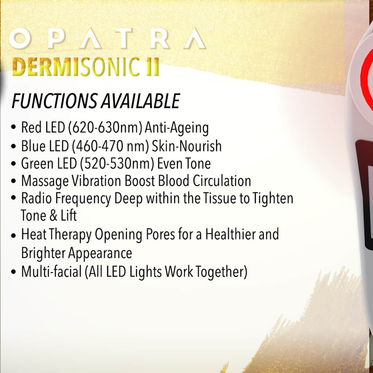 Opatra Dermisonic II with Light Therapy, Radio Frequency, Heat and Massage (Lifetime Warranty) image number 2