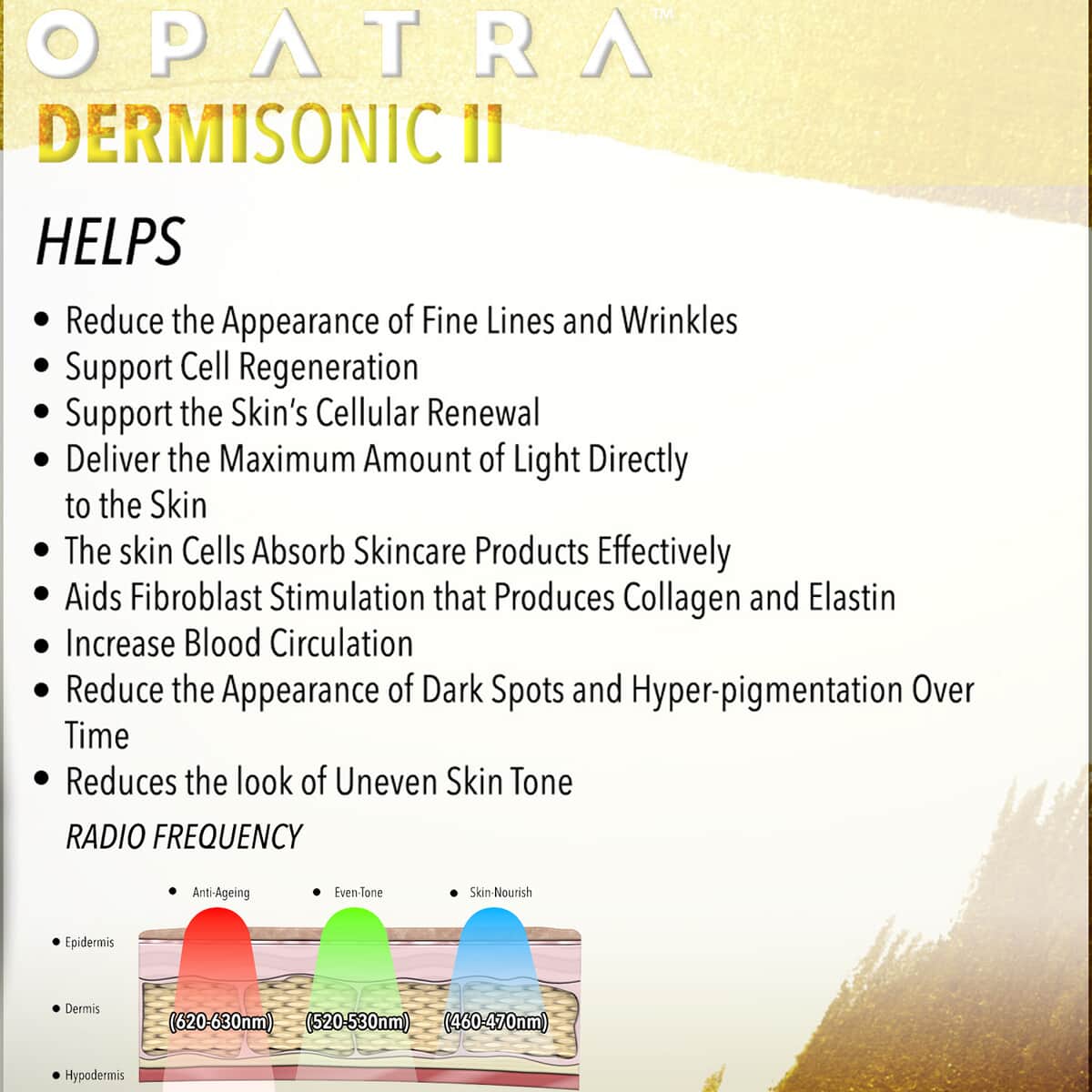 Opatra Dermisonic II with Light Therapy, Radio Frequency, Heat and Massage (Lifetime Warranty) image number 3