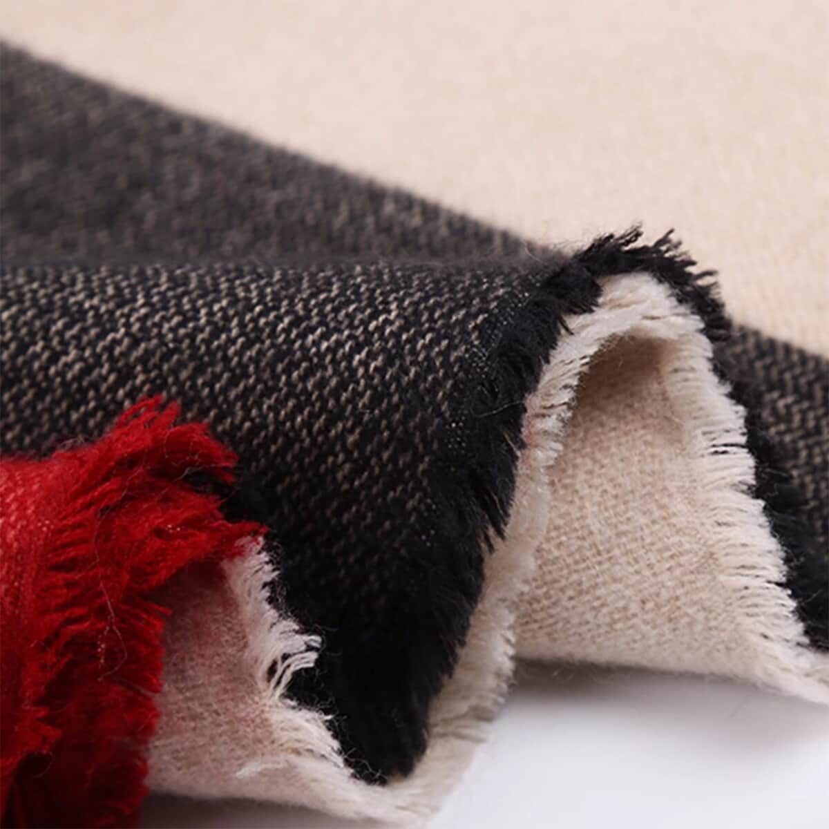Red, Black and Cream Plush Luxury Scarf image number 2