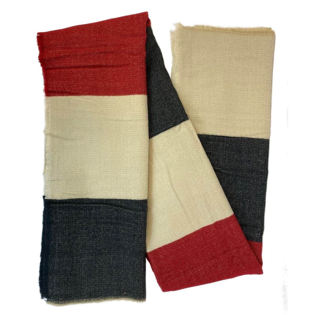 Red, Black and Cream Plush Luxury Scarf image number 3
