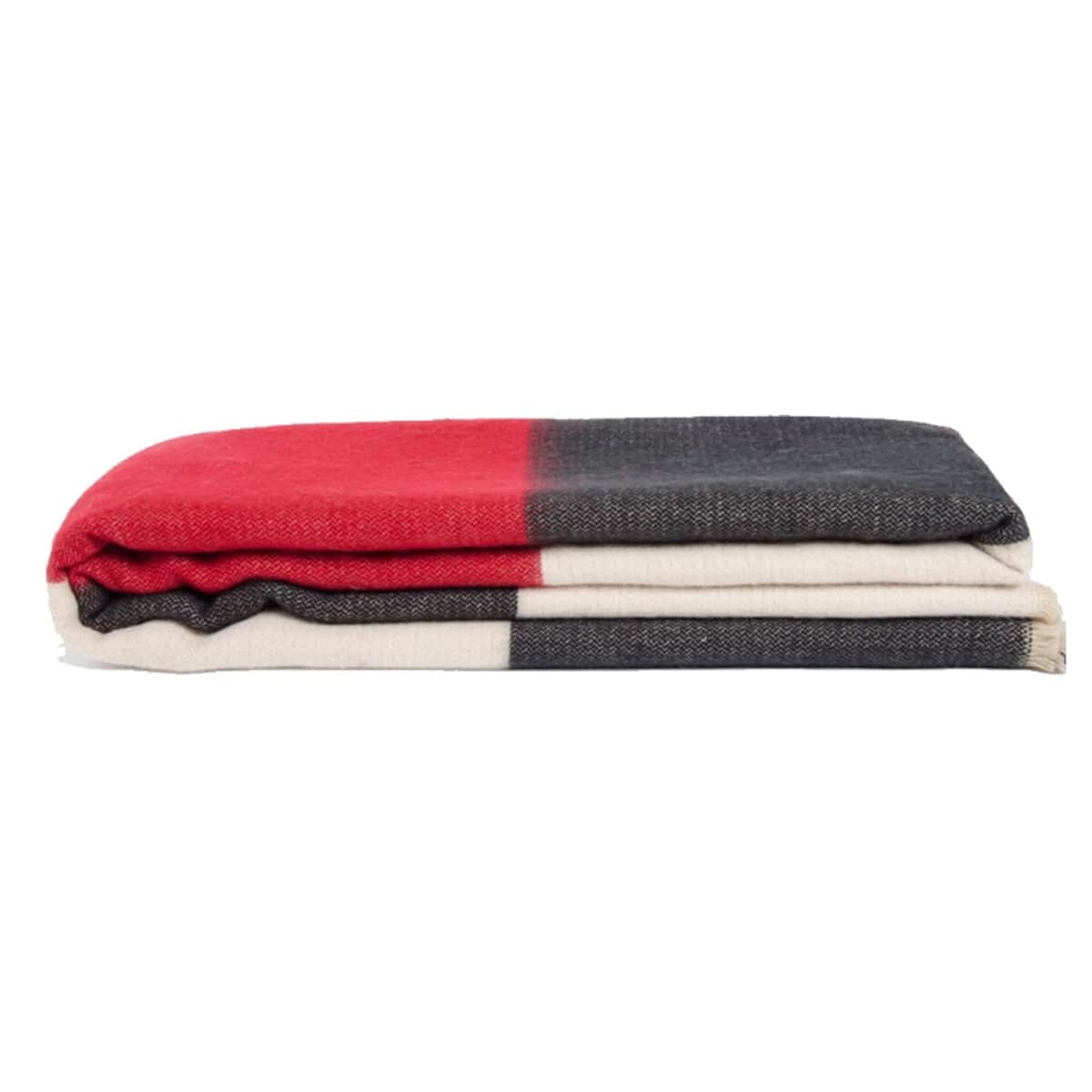 Red, Black and Cream Plush Luxury Scarf image number 4