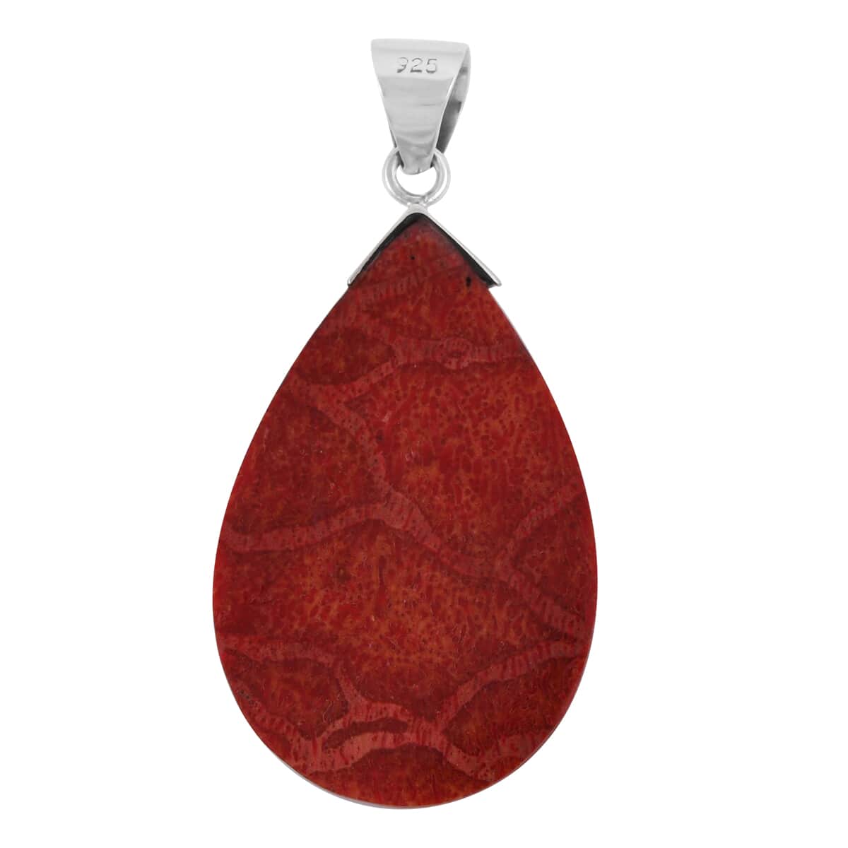 Red Coral Floral Pendant in Sterling Silver image number 3