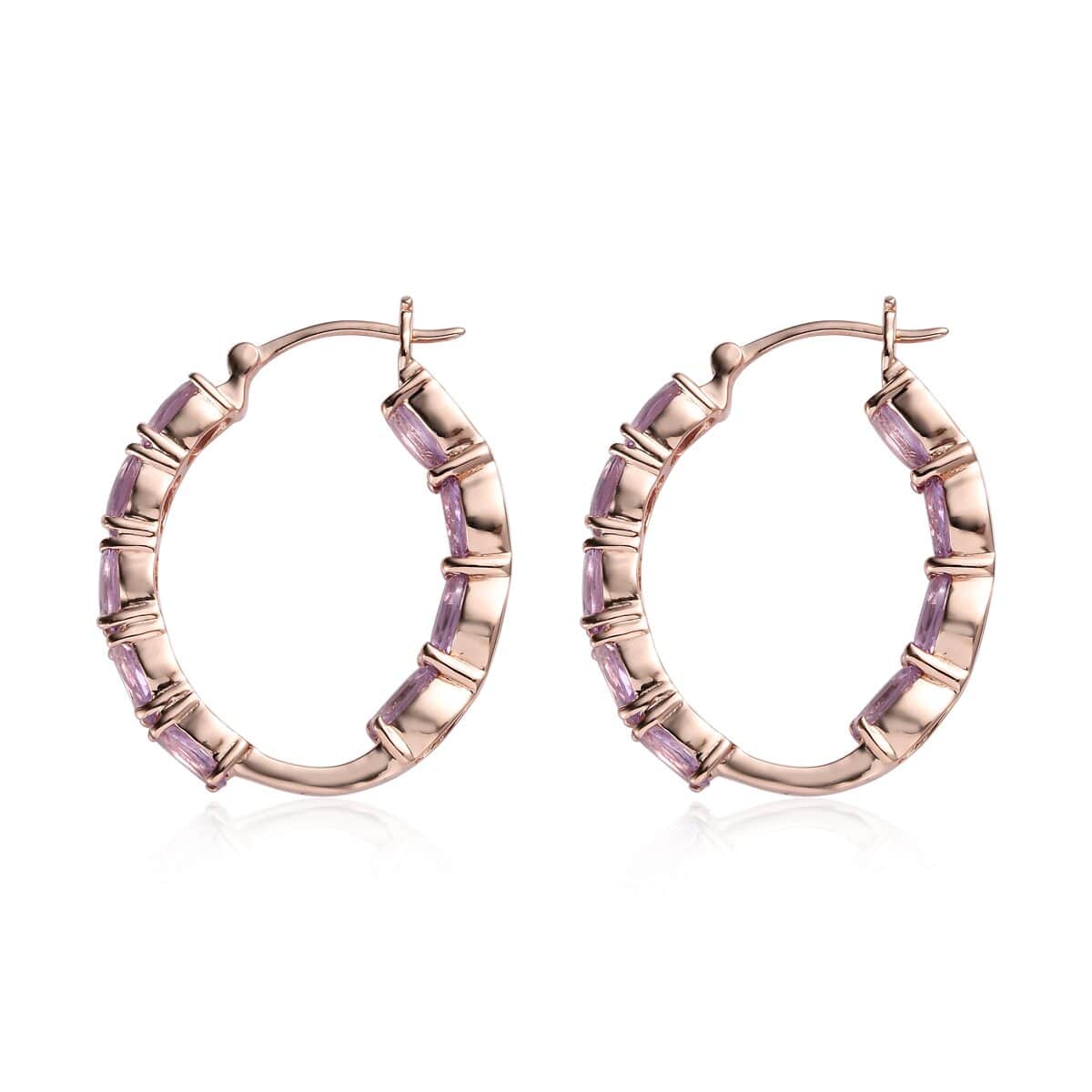 Rose De France Amethyst Hoop Earrings in Vermeil Rose Gold Over Sterling Silver 7.50 ctw image number 3