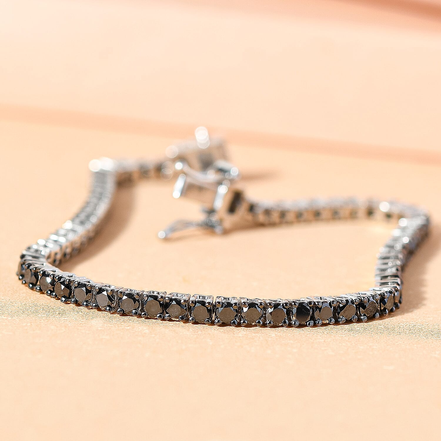 Black Diamond Tennis Bracelet in Platinum Over Sterling Silver (7.25 In) 5.00 ctw