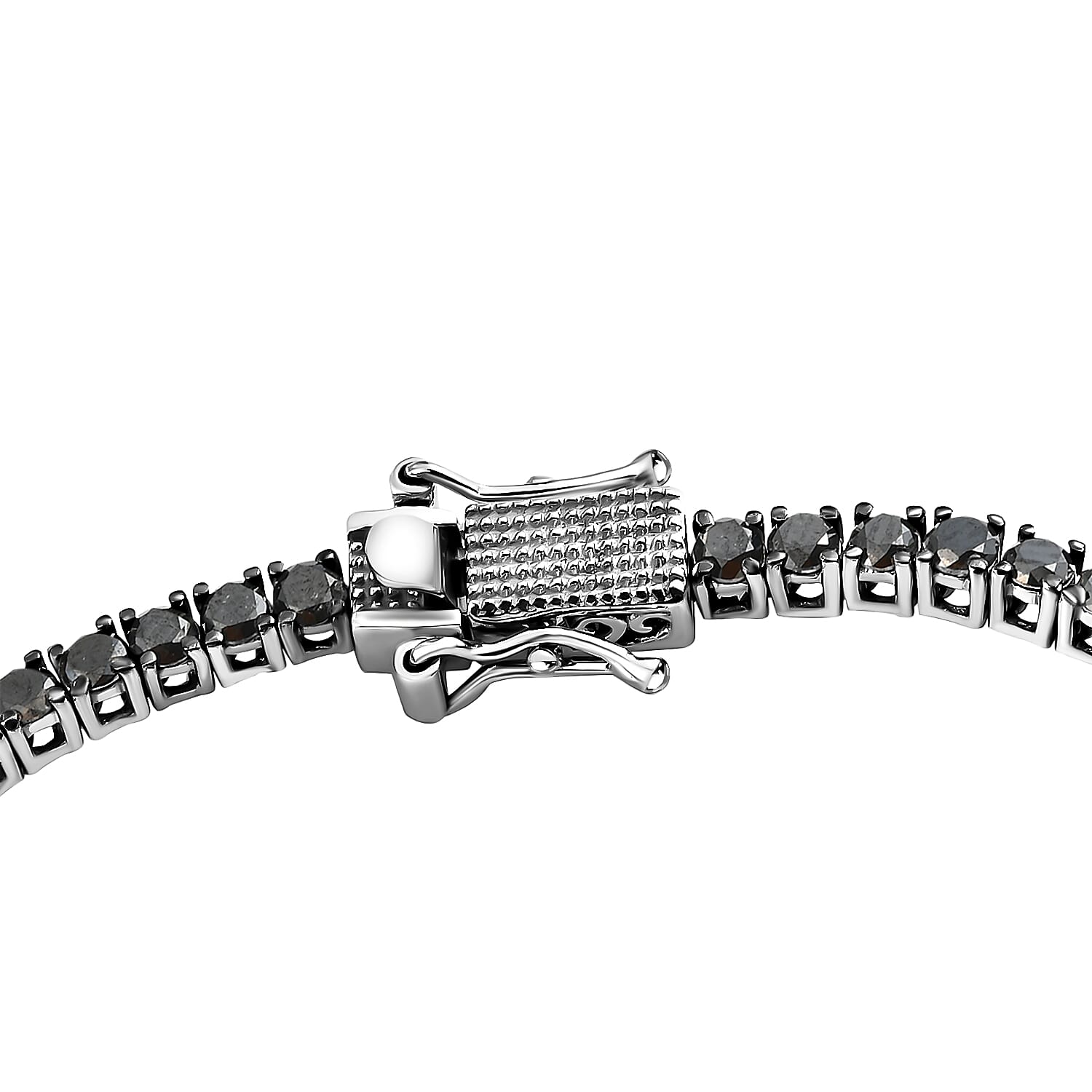 Black Diamond Tennis Bracelet in Platinum Over Sterling Silver (7.25 In) 5.00 ctw