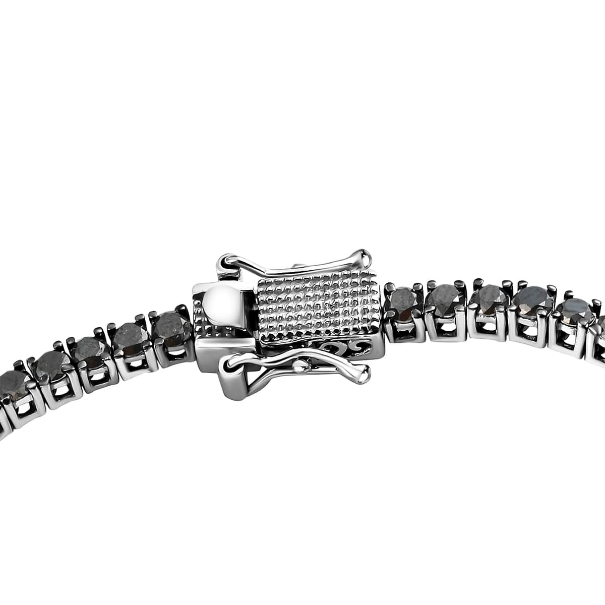 Black Diamond Tennis Bracelet in Platinum Over Sterling Silver (7.25 In) 8.70 Grams 5.00 ctw image number 3