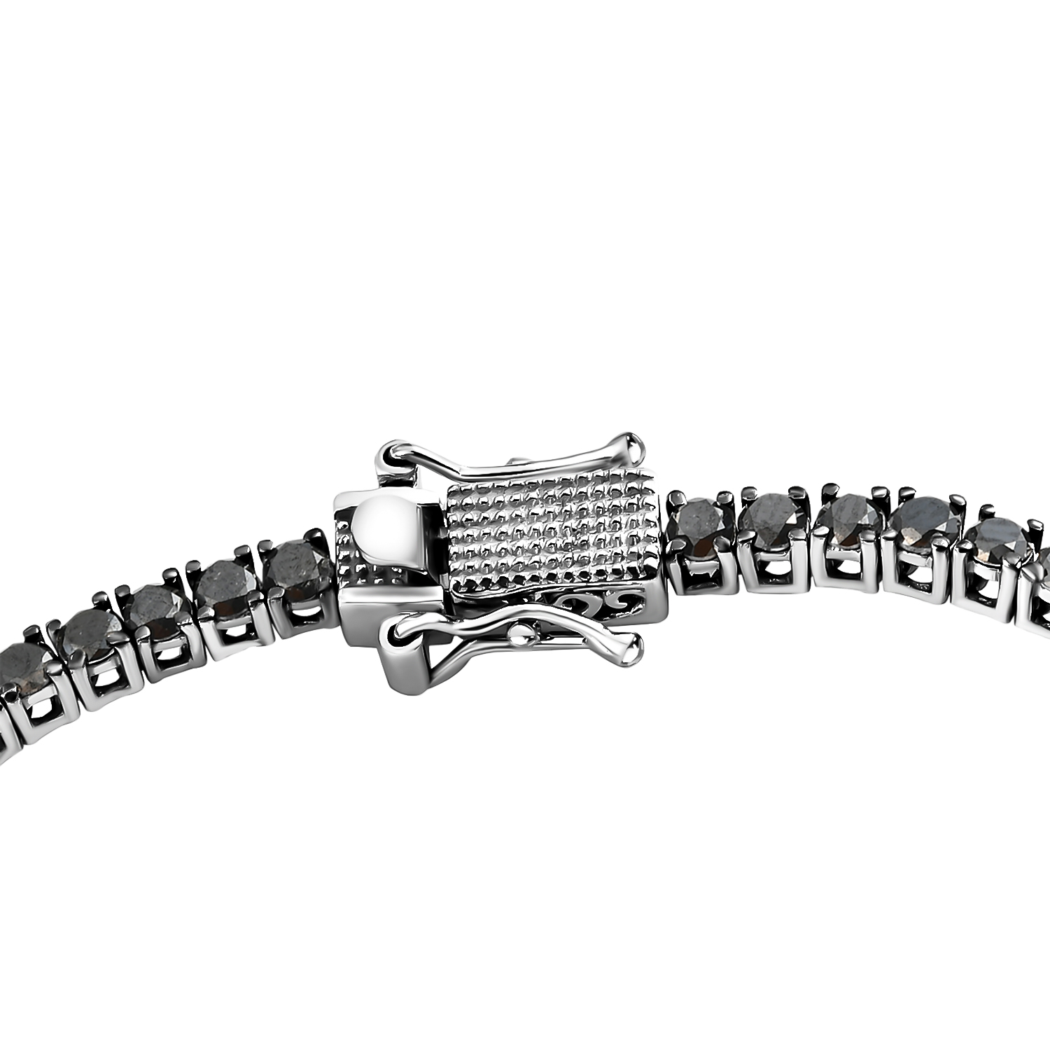 Black Diamond Tennis Bracelet in Platinum Over Sterling Silver (7.25 In) 5.00 ctw