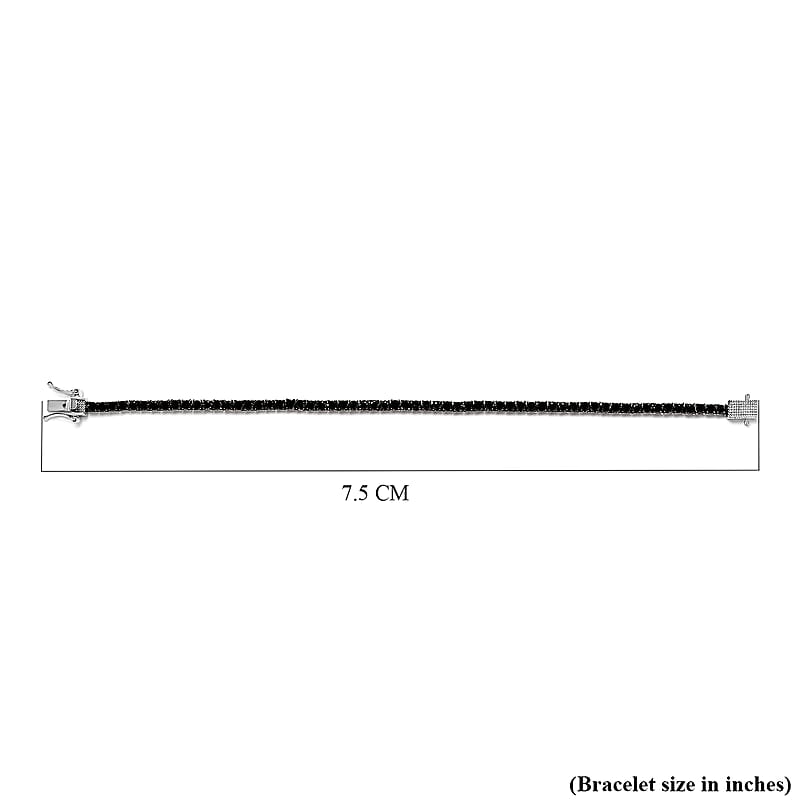 Black Diamond Tennis Bracelet in Platinum Over Sterling Silver (7.25 In) 5.00 ctw