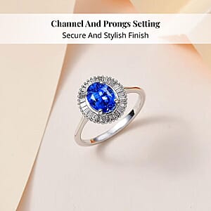 Iliana AAA Royal Ceylon Sapphire and G-H SI Diamond 1.75 ctw Halo Ring in 18K White Gold (Size 10.0)