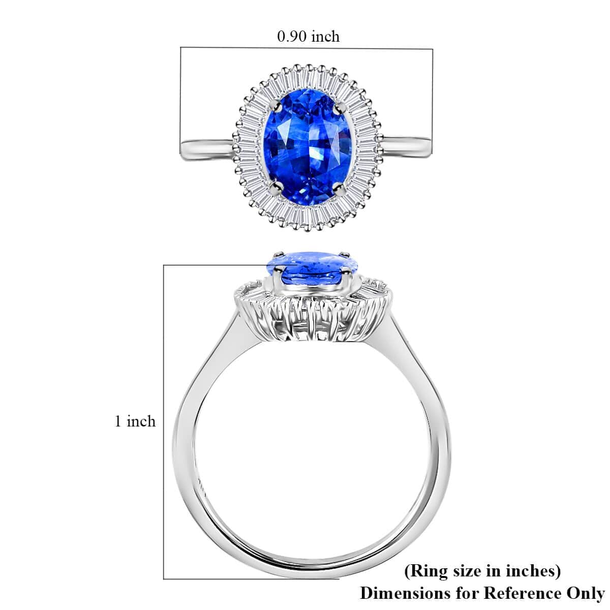Iliana 18K White Gold AAA Royal Ceylon Sapphire and G-H SI Diamond Halo Ring (Size 10.0) 1.75 ctw image number 5