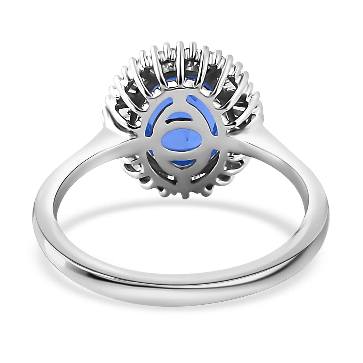 Iliana AAA Royal Ceylon Sapphire and G-H SI Diamond 1.75 ctw Halo Ring in 18K White Gold (Size 8.0) image number 4