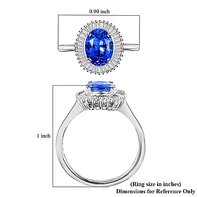 Iliana AAA Royal Ceylon Sapphire and G-H SI Diamond 1.75 ctw Halo Ring in 18K White Gold (Size 8.0)