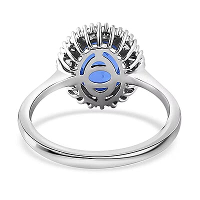 Iliana AAA Royal Ceylon Sapphire and G-H SI Diamond 1.75 ctw Halo Ring in 18K White Gold (Size 8.0)