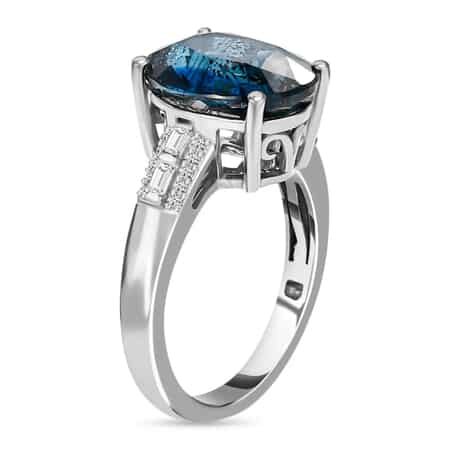 Indigo Kyanite and Diamond Ring in Platinum Over Sterling Silver (Size 10.0) 5.80 ctw image number 4