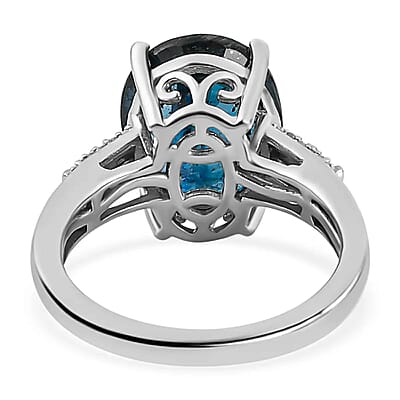 Premium Indigo Kyanite and Diamond 5.80 ctw Ring in Platinum Over Sterling Silver|Statement Ring For Women (Size 10.0)