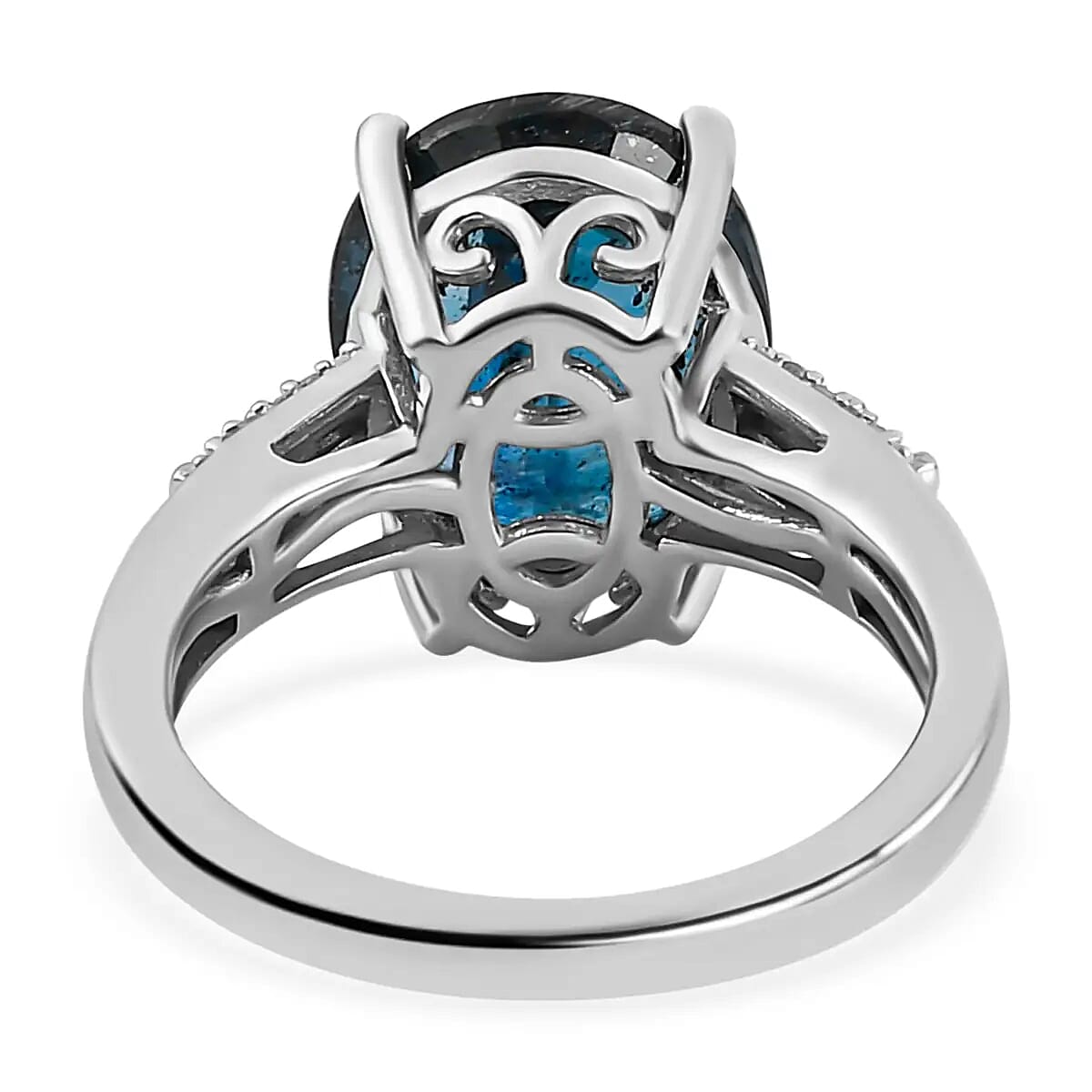 Premium Indigo Kyanite and Diamond 5.80 ctw Ring in Platinum Over Sterling Silver|Statement Ring For Women (Size 8.0) image number 5