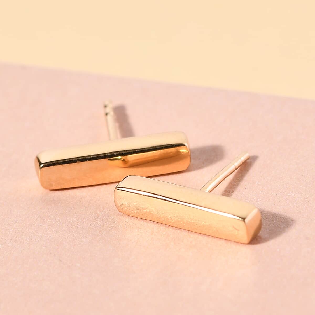 Vermeil Yellow Gold Over Sterling Silver Minimalist Earrings image number 1